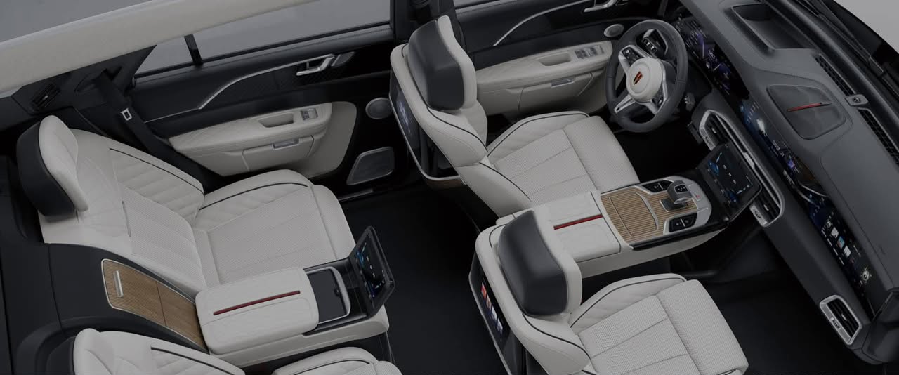 Spacious luxury electric vehicle seating layout
